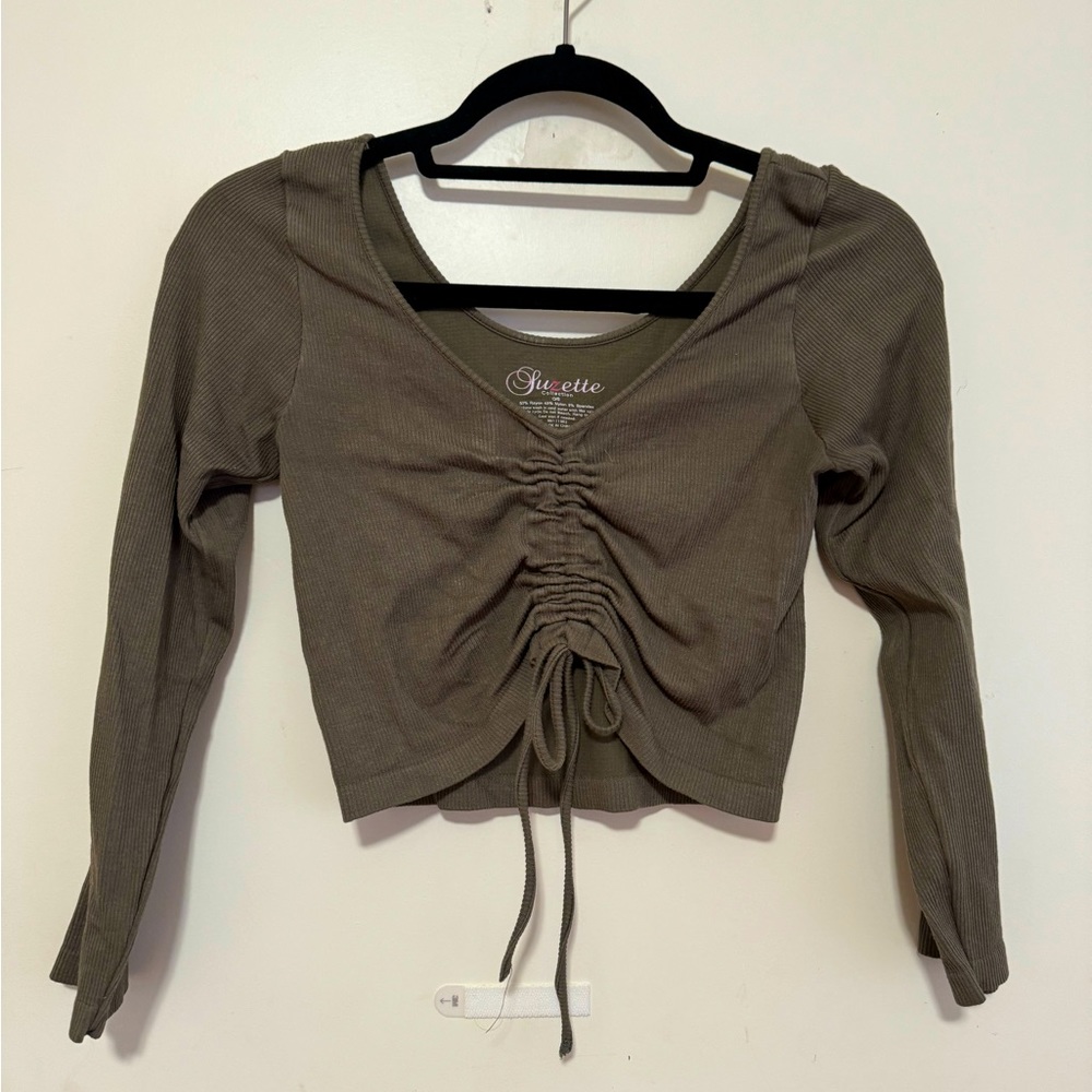 Suzette Long Sleeve Cropped Cinch Shirt